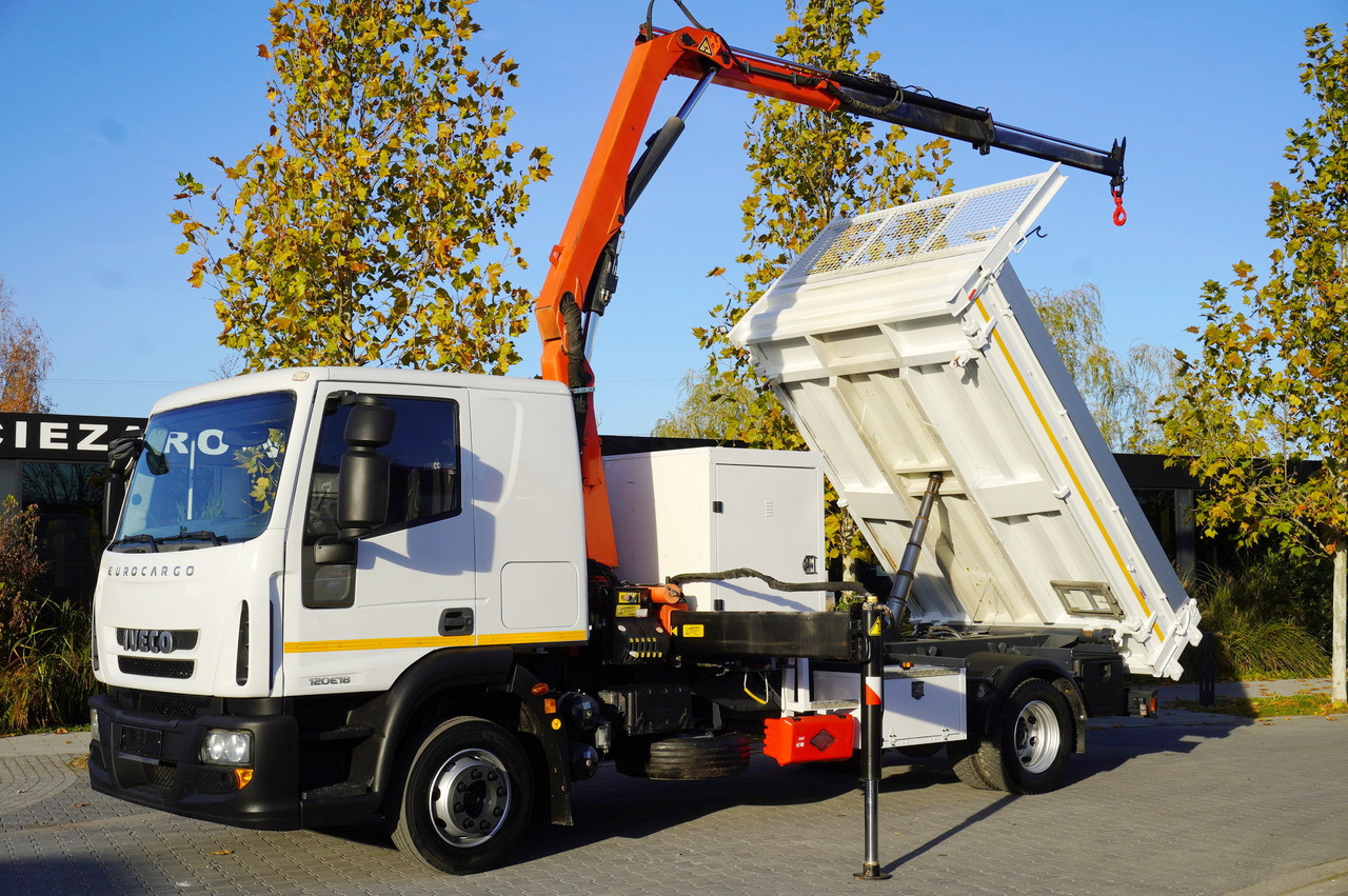 IVECO Eurocargo 120E18 Crane Palfinger / 3-way tipper / sleeper cab - Savivartis sunkvežimis, Sunkvežimis su kranu: foto 1 IVECO Eurocargo 120E18 Crane Palfinger / 3-way tipper / sleeper cab - Savivartis sunkvežimis, Sunkvežimis su kranu: foto 1