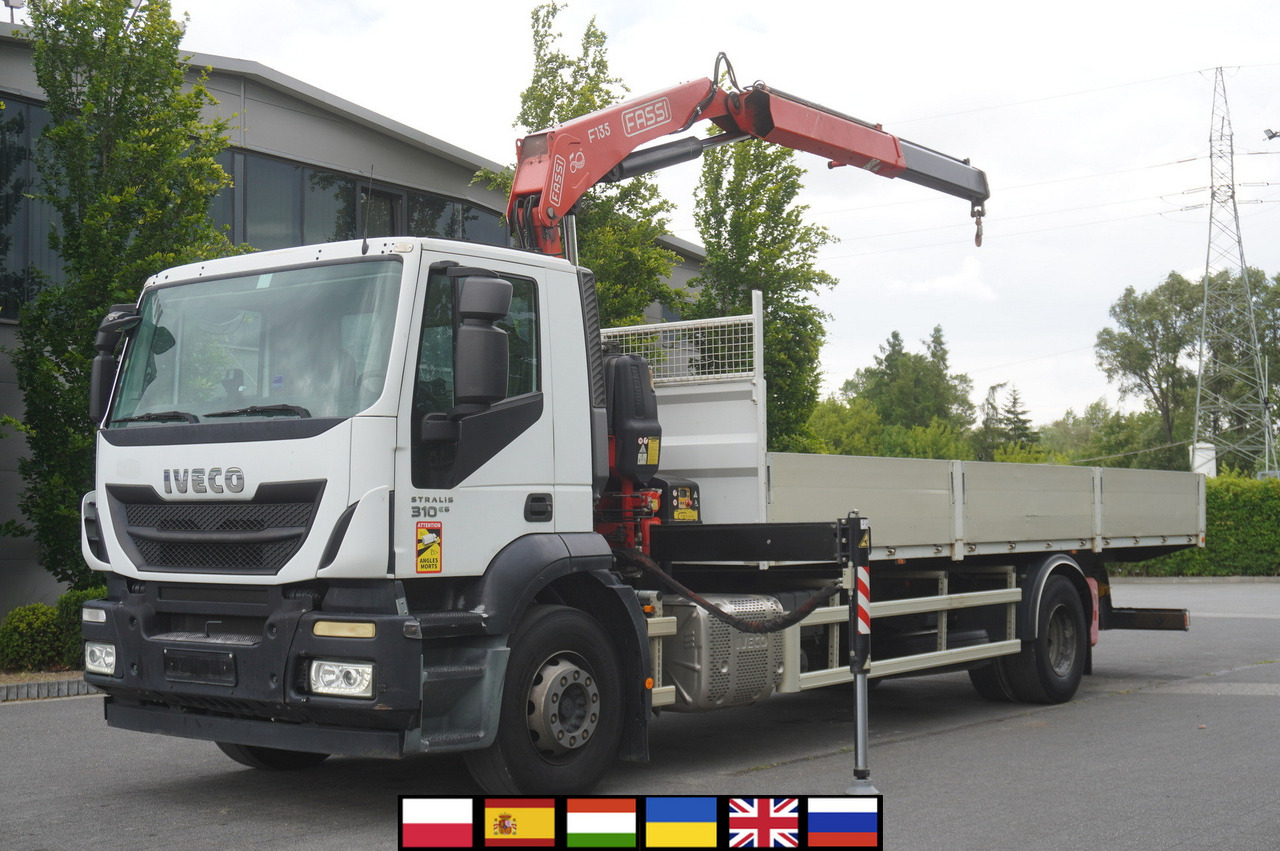 IVECO STRALIS 19.310 E6 / Flatbed 19 EPAL / FASSI F135 / 225 MTH! / 5.7 T - Platforminis/ Bortinis sunkvežimis, Sunkvežimis su kranu: foto 1 IVECO STRALIS 19.310 E6 / Flatbed 19 EPAL / FASSI F135 / 225 MTH! / 5.7 T - Platforminis/ Bortinis sunkvežimis, Sunkvežimis su kranu: foto 1