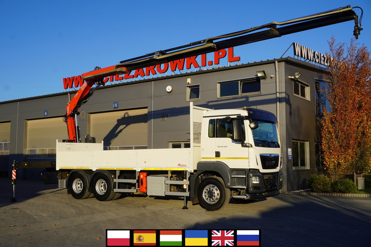 MAN TGS 26.420 E6 6x4 / Fassi F215A crane / 360 MTH! / 5.6 t capacity / 12.7 m reach / 120 tho. km! - Platforminis/ Bortinis sunkvežimis, Sunkvežimis su kranu: foto 1 MAN TGS 26.420 E6 6x4 / Fassi F215A crane / 360 MTH! / 5.6 t capacity / 12.7 m reach / 120 tho. km! - Platforminis/ Bortinis sunkvežimis, Sunkvežimis su kranu: foto 1