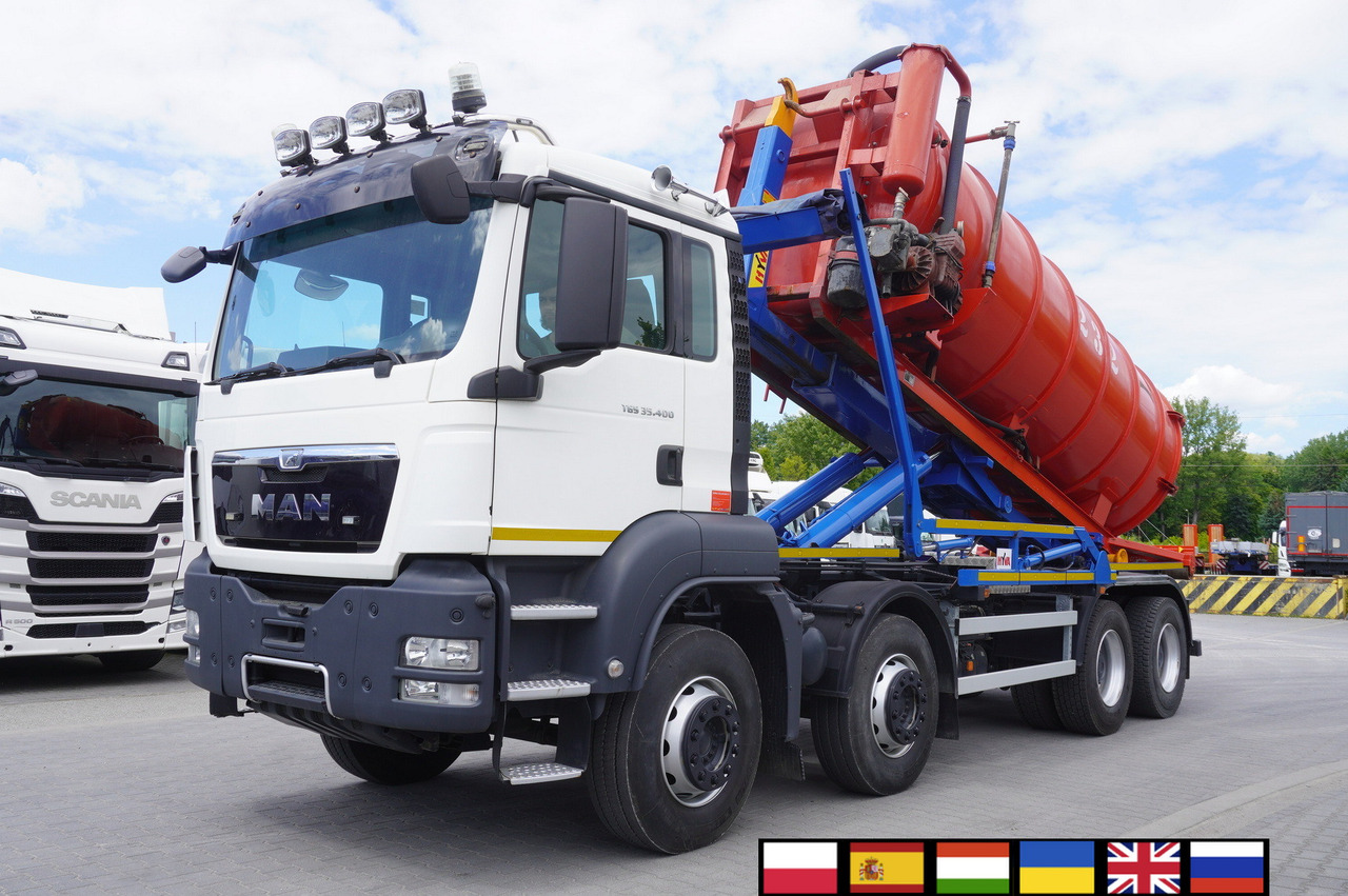 MAN TGS 35.400 8 × 4 E5 / HYVA HOOK LIFT 32.56 SE / Septic barrel 13000 L - Srutovežis: foto 1 MAN TGS 35.400 8 × 4 E5 / HYVA HOOK LIFT 32.56 SE / Septic barrel 13000 L - Srutovežis: foto 1
