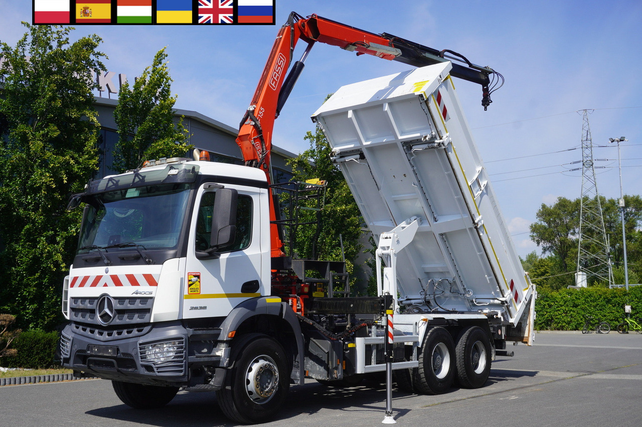 MERCEDES-BENZ AROCS 2636 / Fassi F155A.0.22 crane 6t / 120 tho. km / 3-sided dump truck / 2 x Bordmatic - Platforminis/ Bortinis sunkvežimis, Sunkvežimis su kranu: foto 1 MERCEDES-BENZ AROCS 2636 / Fassi F155A.0.22 crane 6t / 120 tho. km / 3-sided dump truck / 2 x Bordmatic - Platforminis/ Bortinis sunkvežimis, Sunkvežimis su kranu: foto 1