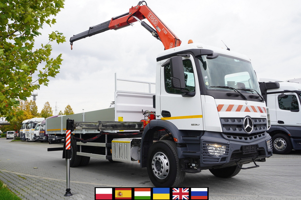 MERCEDES-BENZ Arocs 1830 / Flatbed 16 EPAL / HDS Fassi 155 / Reach 8 m / Load capacity 6160 kg - Sunkvežimis su kranu: foto 1 MERCEDES-BENZ Arocs 1830 / Flatbed 16 EPAL / HDS Fassi 155 / Reach 8 m / Load capacity 6160 kg - Sunkvežimis su kranu: foto 1