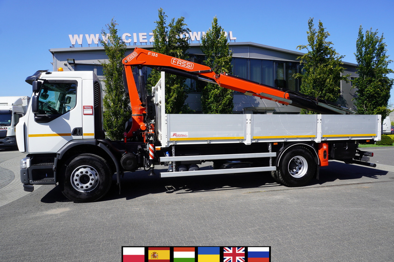 RENAULT C280 DTI 8 / FASSI crane 5.6 T / range 8 m / Flatbed 15 EPAL - Sunkvežimis su kranu: foto 1 RENAULT C280 DTI 8 / FASSI crane 5.6 T / range 8 m / Flatbed 15 EPAL - Sunkvežimis su kranu: foto 1