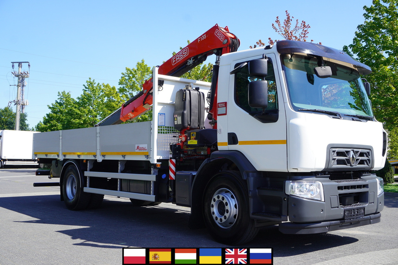 RENAULT C280 DTI 8 / FASSI crane 5.6 T / range 8 m / Flatbed 15 EPAL - Sunkvežimis su kranu: foto 1 RENAULT C280 DTI 8 / FASSI crane 5.6 T / range 8 m / Flatbed 15 EPAL - Sunkvežimis su kranu: foto 1