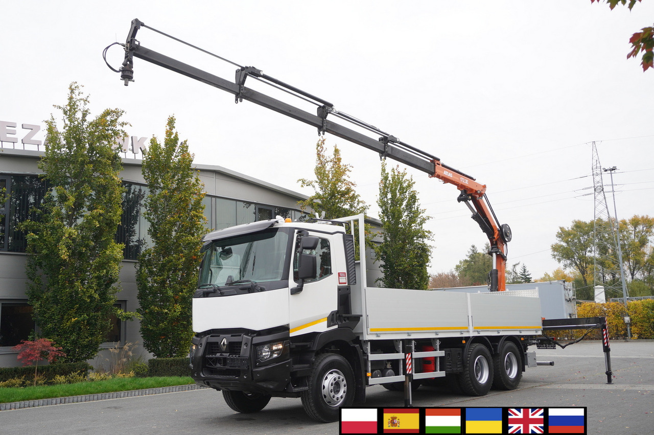 RENAULT C380 Comfort 6x4 / Atlas 172.3E crane / Range 12.3 m / capacity 6.1 t / Flatbed 17 EPAL - Platforminis/ Bortinis sunkvežimis, Sunkvežimis su kranu: foto 1 RENAULT C380 Comfort 6x4 / Atlas 172.3E crane / Range 12.3 m / capacity 6.1 t / Flatbed 17 EPAL - Platforminis/ Bortinis sunkvežimis, Sunkvežimis su kranu: foto 1