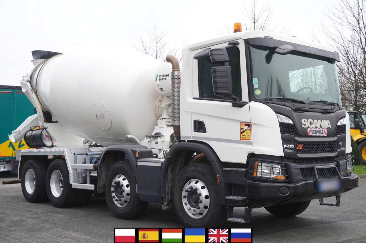 SCANIA P410 XT 8x4 / 80 tho. km!!! / SCHWING-STATTER AM 9 FHC 9 m3 concrete mixer - Betonvežis: foto 1 SCANIA P410 XT 8x4 / 80 tho. km!!! / SCHWING-STATTER AM 9 FHC 9 m3 concrete mixer - Betonvežis: foto 1