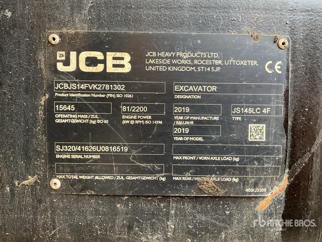 2019 JCB JS145LC Tracked Excavator - Vikšrinis ekskavatorius: foto 1 2019 JCB JS145LC Tracked Excavator - Vikšrinis ekskavatorius: foto 1