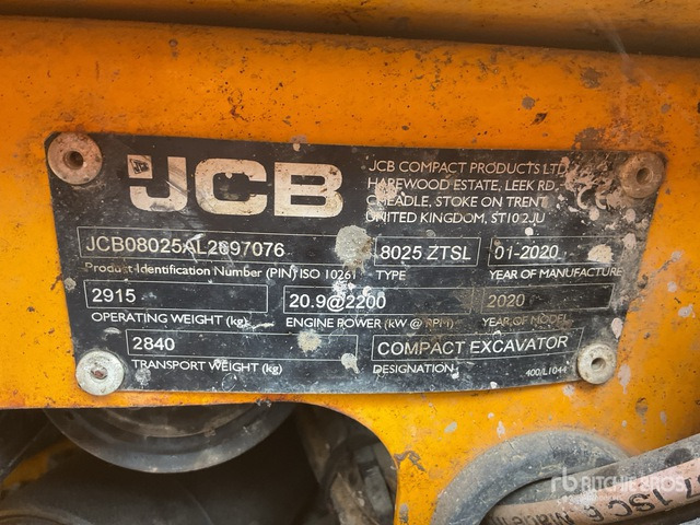 2020 JCB 8025ZTSL Tracked Excavator - Vikšrinis ekskavatorius: foto 1 2020 JCB 8025ZTSL Tracked Excavator - Vikšrinis ekskavatorius: foto 1