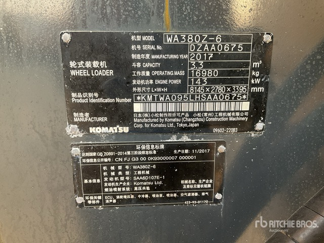 2017 Komatsu WA380Z-6 - Ratinis krautuvas: foto 2 2017 Komatsu WA380Z-6 - Ratinis krautuvas: foto 2