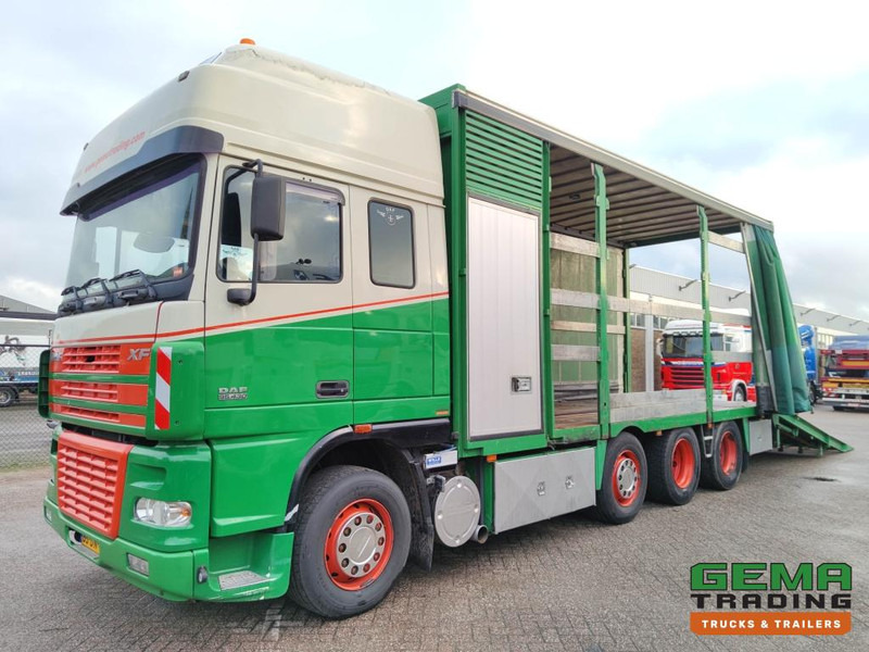 DAF FAK XF95.430 8x2 SuperSpaceCab Euro3 - CurtainSider 7.31m + Ramp 16T - MachineTransporter - 6 Persons (V558) - Autovežis sunkvežimis: foto 1 DAF FAK XF95.430 8x2 SuperSpaceCab Euro3 - CurtainSider 7.31m + Ramp 16T - MachineTransporter - 6 Persons (V558) - Autovežis sunkvežimis: foto 1