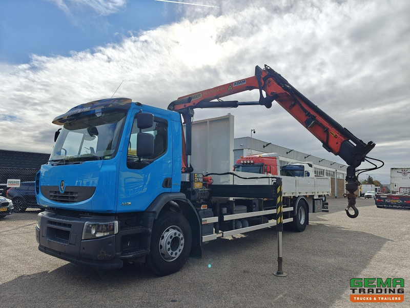Renault Premium Lander 340 4x2 Dagcab Euro5 - Retarder - Open Laadbak 7.8M + Palfinger PK12002-EH - RadioGrafisch - Platforminis/ Bortinis sunkvežimis, Sunkvežimis su kranu: foto 1 Renault Premium Lander 340 4x2 Dagcab Euro5 - Retarder - Open Laadbak 7.8M + Palfinger PK12002-EH - RadioGrafisch - Platforminis/ Bortinis sunkvežimis, Sunkvežimis su kranu: foto 1