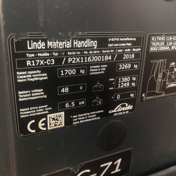 Linde R17XHD (116-03) - Krautuvas su šakėmis: foto 2 Linde R17XHD (116-03) - Krautuvas su šakėmis: foto 2