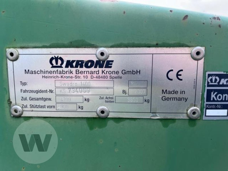 Krone Swadro 1400 - Šieno grėblys/ Vartytuvas: foto 3 Krone Swadro 1400 - Šieno grėblys/ Vartytuvas: foto 3