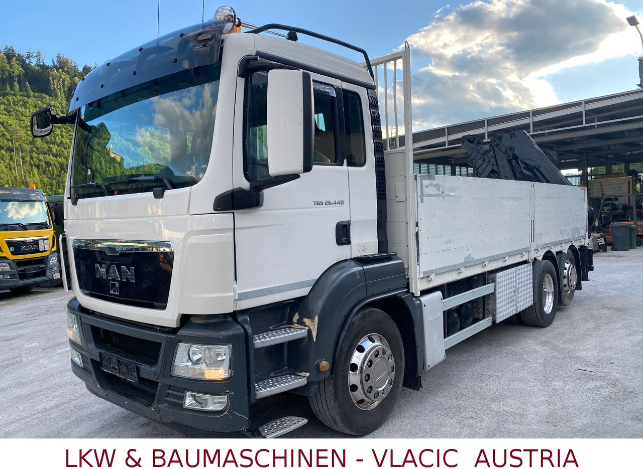 MAN 26.440 mit Kran HIAB 166 5XHydraulikauschub - Platforminis/ Bortinis sunkvežimis, Sunkvežimis su kranu: foto 1 MAN 26.440 mit Kran HIAB 166 5XHydraulikauschub - Platforminis/ Bortinis sunkvežimis, Sunkvežimis su kranu: foto 1
