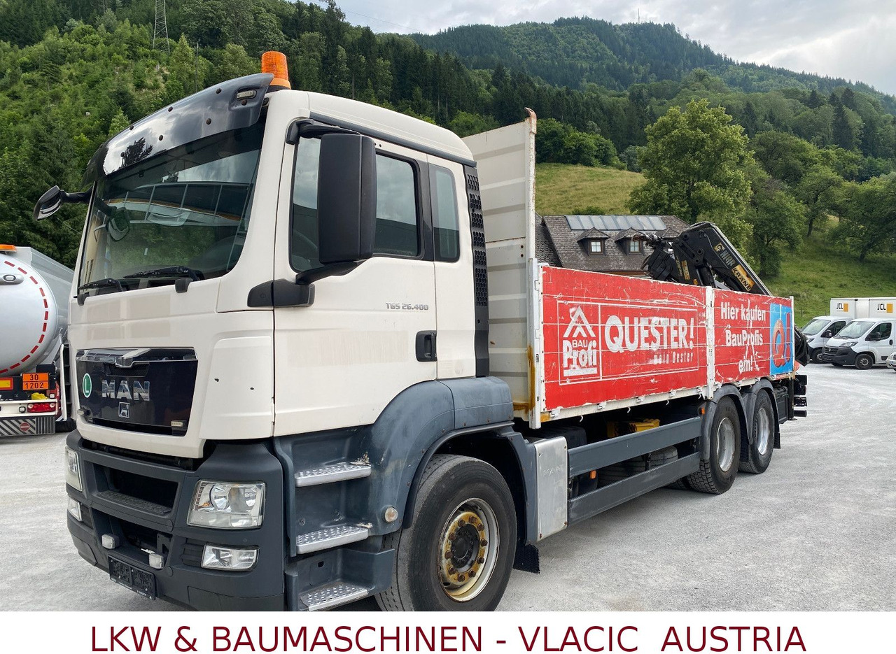 MAN TGS 26.400 6x4 mit Kran HIAB 166 - Platforminis/ Bortinis sunkvežimis, Sunkvežimis su kranu: foto 1 MAN TGS 26.400 6x4 mit Kran HIAB 166 - Platforminis/ Bortinis sunkvežimis, Sunkvežimis su kranu: foto 1