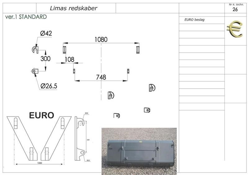 Limas Ny 1,5m Uni. Skovl med Euro - Krautuvo kaušas - Žemės ūkio technika: foto 2 Limas Ny 1,5m Uni. Skovl med Euro - Krautuvo kaušas - Žemės ūkio technika: foto 2