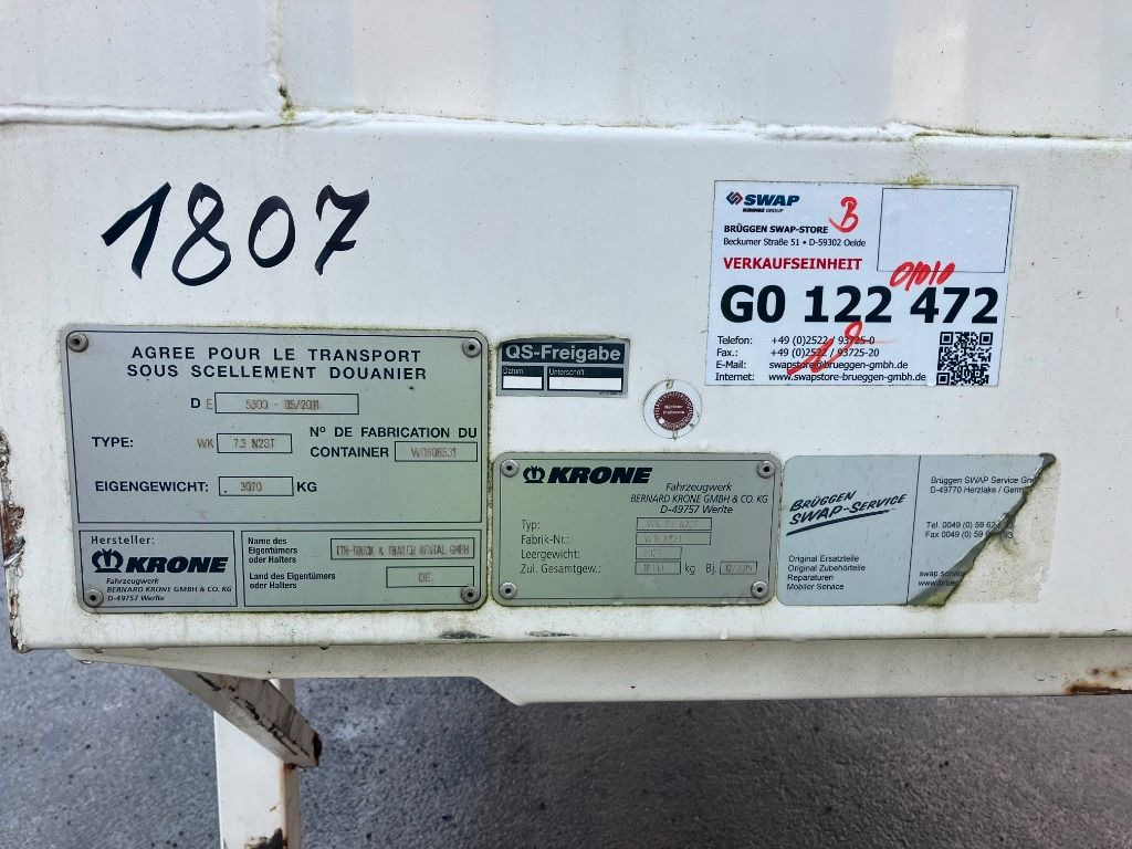 Kėbulas - furgonas Krone Wechselbrücke Koffer: foto 7 Kėbulas - furgonas Krone Wechselbrücke Koffer: foto 7