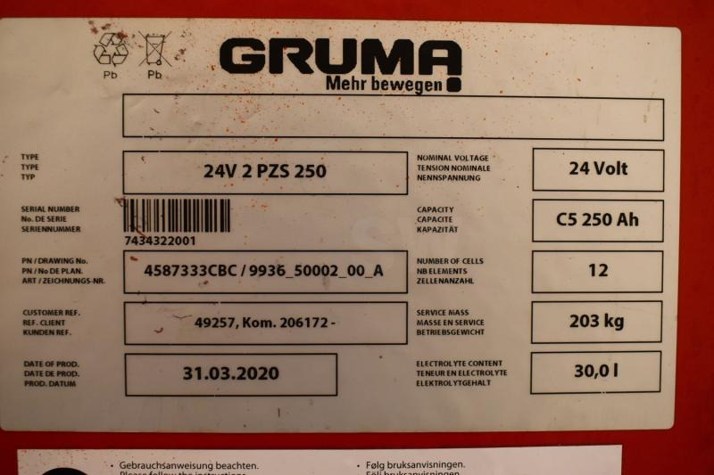 GRUMA 24 Volt 2 PzS 250 Ah - Akumuliatorius - Krovimo technika: foto 5 GRUMA 24 Volt 2 PzS 250 Ah - Akumuliatorius - Krovimo technika: foto 5