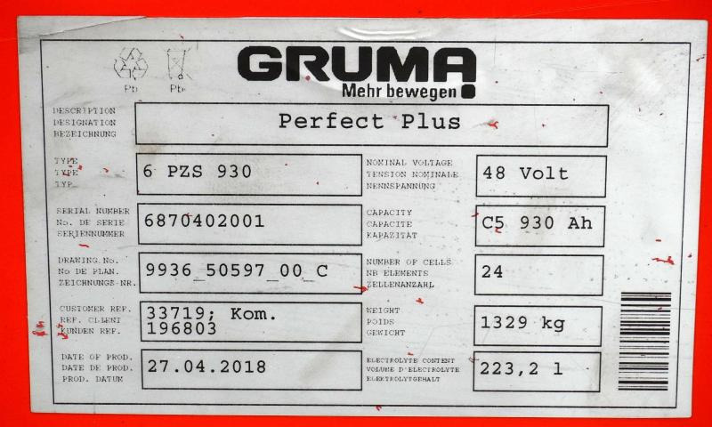 GRUMA 48 Volt 6 PzS 930 Ah - Akumuliatorius - Krovimo technika: foto 5 GRUMA 48 Volt 6 PzS 930 Ah - Akumuliatorius - Krovimo technika: foto 5