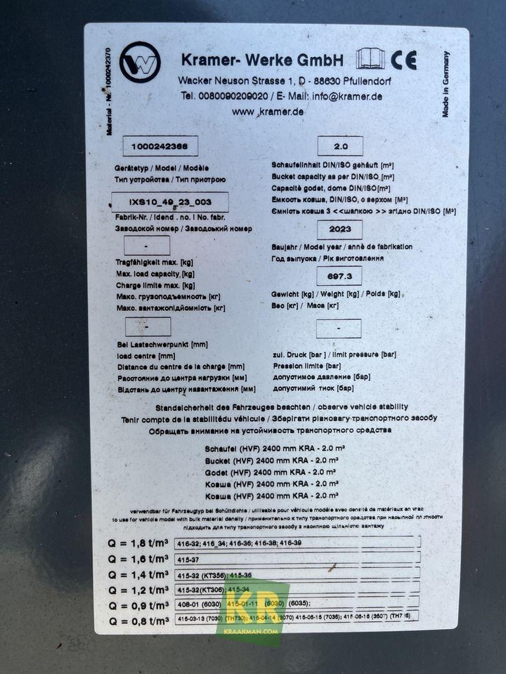 Kramer 2400 HVF GRONDBAK - Krautuvo kaušas - Statybinė technika: foto 4 Kramer 2400 HVF GRONDBAK - Krautuvo kaušas - Statybinė technika: foto 4
