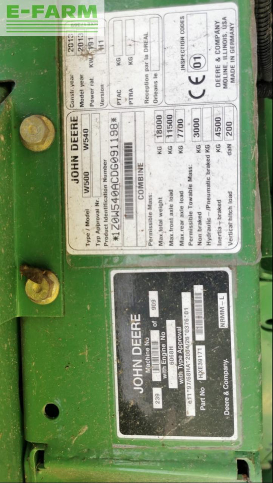 Derliaus nuėmimo kombainas John Deere W540: foto 12