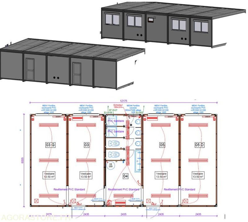 5 modules vestiaire/sanitaire - Buitinis konteineris: foto 4 5 modules vestiaire/sanitaire - Buitinis konteineris: foto 4