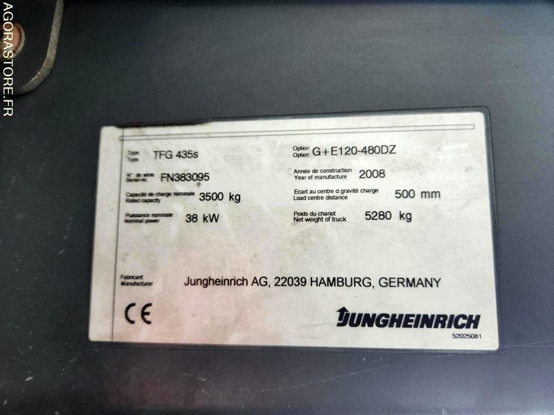 CHARIOT JUNGHEINRICH DFG 435s 480DZ - 2008 / 3260 HEURES - Šakinis krautuvas: foto 4 CHARIOT JUNGHEINRICH DFG 435s 480DZ - 2008 / 3260 HEURES - Šakinis krautuvas: foto 4