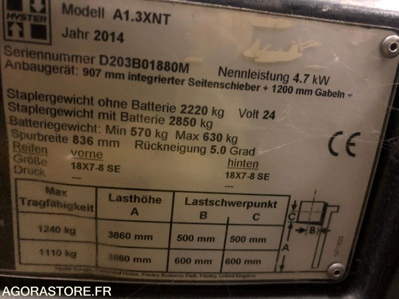Chariot frontal 3 roues 2014 - Hyster A1.3 XNT - Elektrinis krautuvas: foto 5 Chariot frontal 3 roues 2014 - Hyster A1.3 XNT - Elektrinis krautuvas: foto 5