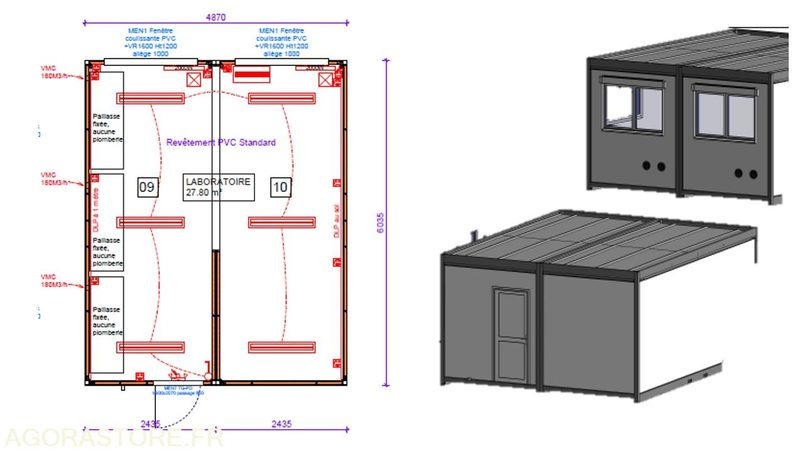 Module double "Laboratoire" - Buitinis konteineris: foto 2 Module double "Laboratoire" - Buitinis konteineris: foto 2