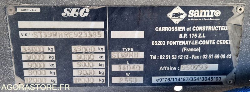 Remorque 3 essieux SAMRO - Puspriekabė: foto 2 Remorque 3 essieux SAMRO - Puspriekabė: foto 2