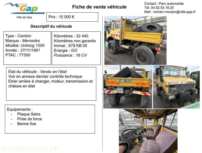 CAMION MERCEDES UNIMOG 1200 - Sunkvežimis: foto 1 CAMION MERCEDES UNIMOG 1200 - Sunkvežimis: foto 1