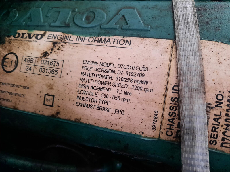 Volvo D7C-310 EC99 - Variklis: foto 5 Volvo D7C-310 EC99 - Variklis: foto 5
