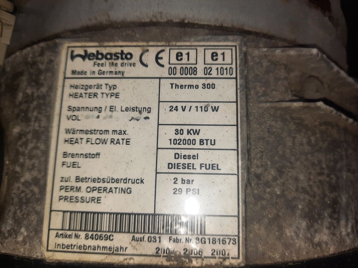 Webasto termo 300 Scania - Šildymas/ Ventiliacija - Sunkvežimis: foto 2 Webasto termo 300 Scania - Šildymas/ Ventiliacija - Sunkvežimis: foto 2
