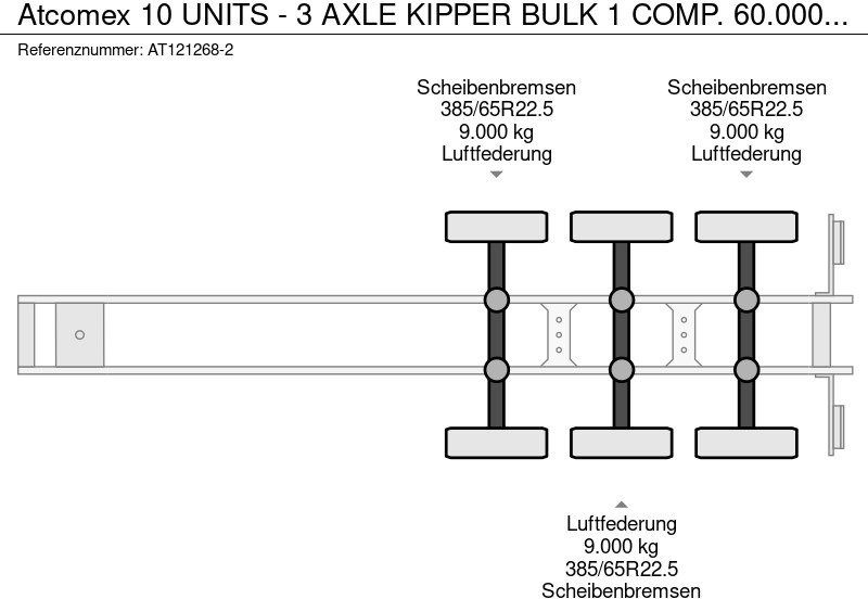 Atcomex 10 UNITS - 3 AXLE KIPPER BULK 1 COMP. 60.000 L BKS 3927C/C1-60 - Puspriekabė cisterna: foto 5 Atcomex 10 UNITS - 3 AXLE KIPPER BULK 1 COMP. 60.000 L BKS 3927C/C1-60 - Puspriekabė cisterna: foto 5