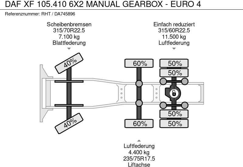 Vilkikas DAF XF 105.410 6X2 MANUAL GEARBOX - EURO 4: foto 13