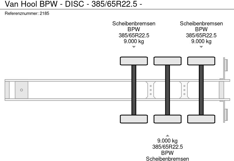 Tentinė puspriekabė Van Hool BPW - DISC - 385/65R22.5 -: foto 6