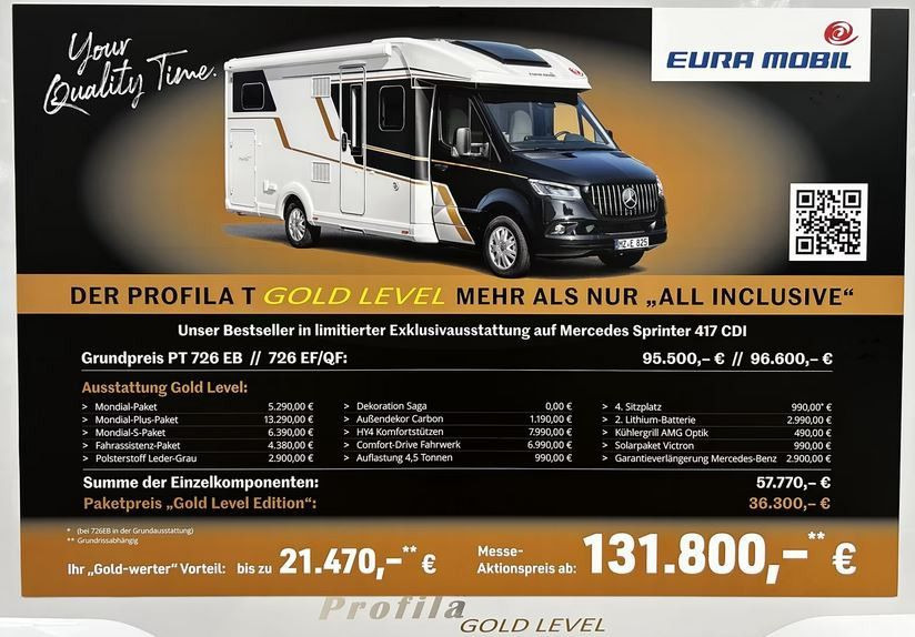 Eura Mobil PROFILA T 726 EB /- 2026 - / GOLD - LEVEL PAKET - Pusiau integruotas kemperis: foto 1 Eura Mobil PROFILA T 726 EB /- 2026 - / GOLD - LEVEL PAKET - Pusiau integruotas kemperis: foto 1