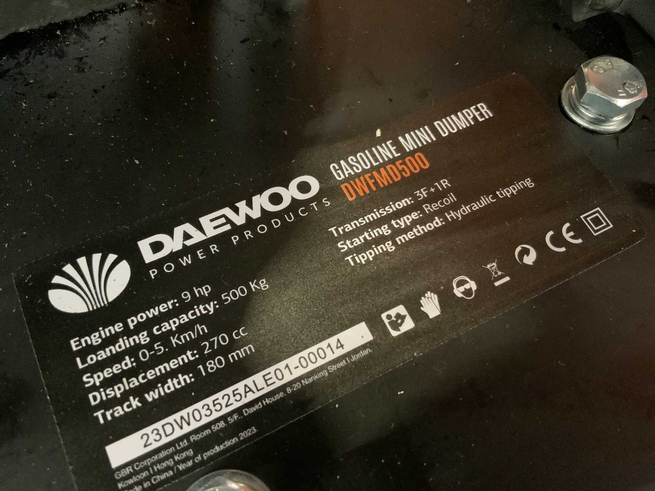 Mini savivartis DAEWOO - 2025 - DWFMD500 - HYDRAULIC DUMPER PETROL: foto 9