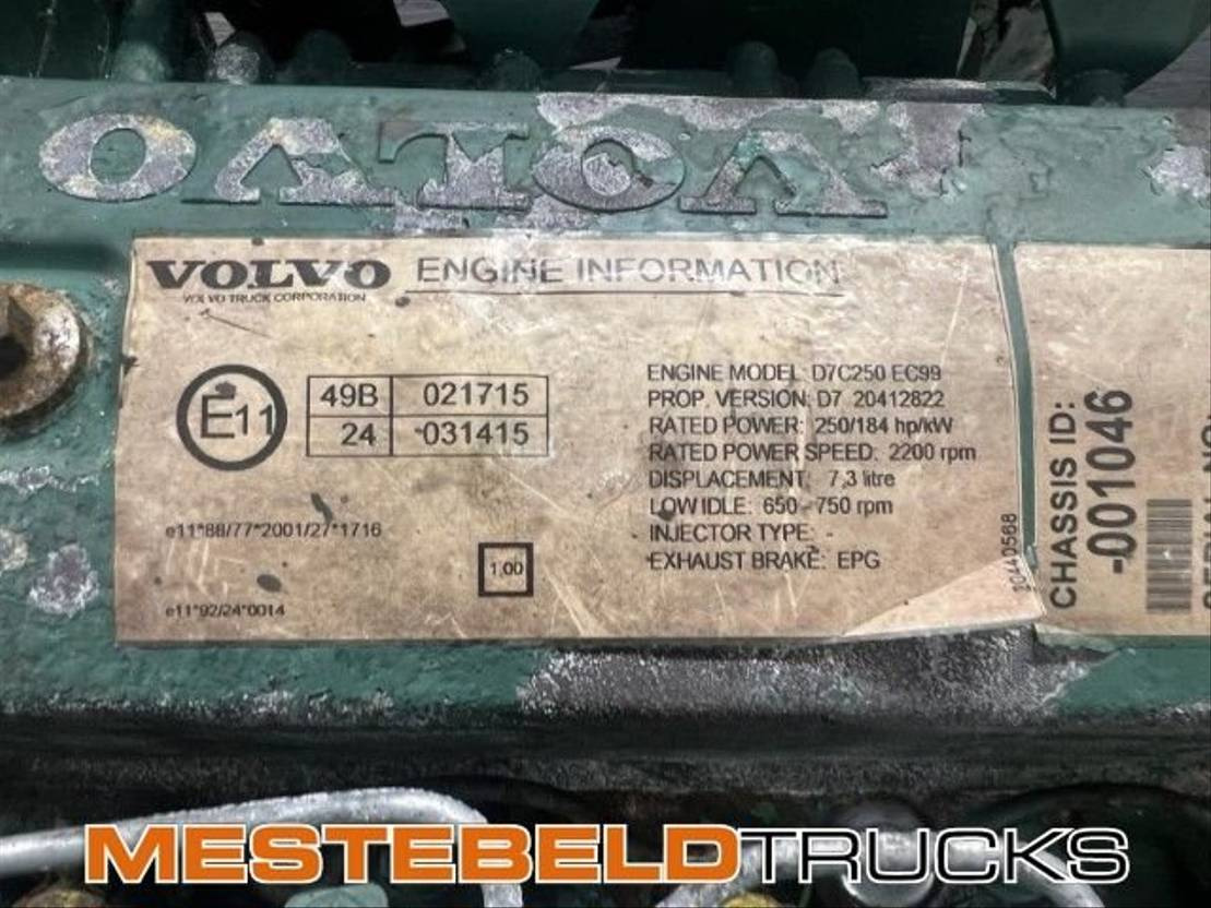 Volvo Motor D7C 250 EC 99 - Variklis - Sunkvežimis: foto 3 Volvo Motor D7C 250 EC 99 - Variklis - Sunkvežimis: foto 3