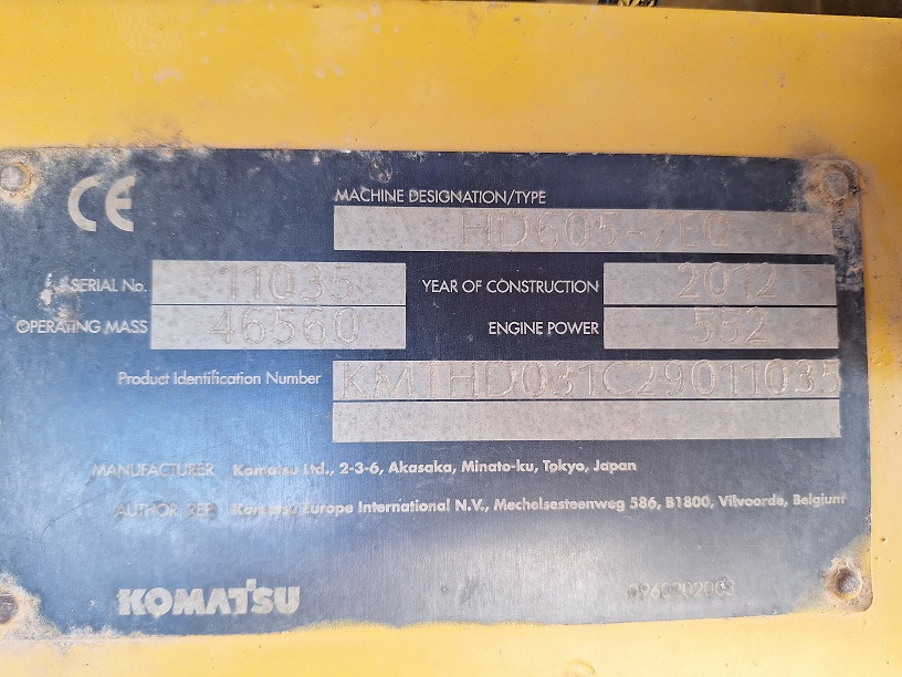 KOMATSU HD605-7EO - Karjerinis savivartis: foto 5 KOMATSU HD605-7EO - Karjerinis savivartis: foto 5