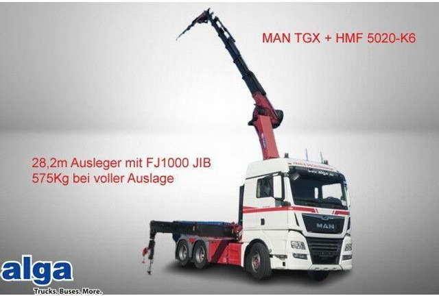 MAN 28.500 TGX 6X2-2 BLS, Kran HMF 5020-K6, Funk,23m - Vilkikas: foto 1 MAN 28.500 TGX 6X2-2 BLS, Kran HMF 5020-K6, Funk,23m - Vilkikas: foto 1