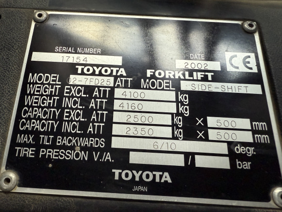 Chariot élévateur frontal électrique TOYOTA 02-7FD25 - Elektrinis krautuvas: foto 3 Chariot élévateur frontal électrique TOYOTA 02-7FD25 - Elektrinis krautuvas: foto 3