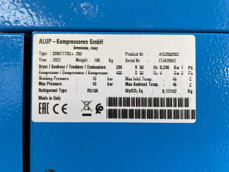 Alup Sonetto 5 + 200 Elektrische Schroefcompressor 4 kW 470 L / min 10 Bar met droger en ketel - Oro kompresorius: foto 3 Alup Sonetto 5 + 200 Elektrische Schroefcompressor 4 kW 470 L / min 10 Bar met droger en ketel - Oro kompresorius: foto 3