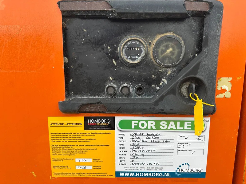 Compair C100 Mercedes OM 364 A 10.5 m3 / min 77 kW 7 Bar Silent Diesel Compressor - Oro kompresorius: foto 5 Compair C100 Mercedes OM 364 A 10.5 m3 / min 77 kW 7 Bar Silent Diesel Compressor - Oro kompresorius: foto 5