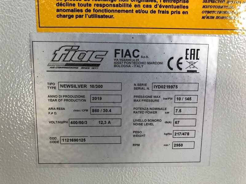 Fiac New Silver 10 / 300 Silent 7.5 kW 860 L / min 10 bar Elektrische Schroefcompressor met ketel - Oro kompresorius: foto 5 Fiac New Silver 10 / 300 Silent 7.5 kW 860 L / min 10 bar Elektrische Schroefcompressor met ketel - Oro kompresorius: foto 5