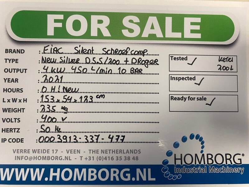Fiac New Silver D 5.5 / 200 Silent 4 kW 450 L / min 10 Bar Elektrische Schroefcompressor met ketel en droger - Oro kompresorius: foto 2 Fiac New Silver D 5.5 / 200 Silent 4 kW 450 L / min 10 Bar Elektrische Schroefcompressor met ketel en droger - Oro kompresorius: foto 2