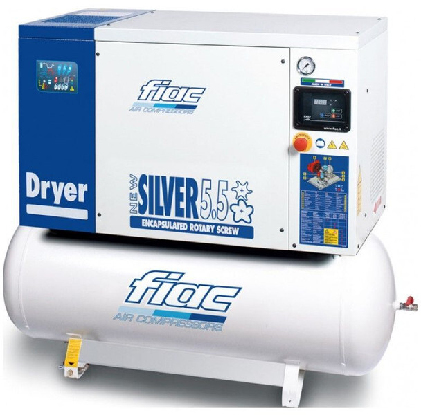 Fiac New Silver D 5.5 / 200 Silent 4 kW 450 L / min 10 Bar Elektrische Schroefcompressor met ketel en droger - Oro kompresorius: foto 1 Fiac New Silver D 5.5 / 200 Silent 4 kW 450 L / min 10 Bar Elektrische Schroefcompressor met ketel en droger - Oro kompresorius: foto 1
