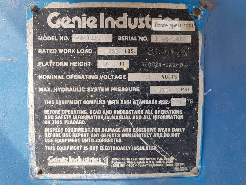 Genie V2470 / E Elektra 4x2 Schaarhoogwerker 10 meter werkhoogte - Žirklinis keltuvas: foto 5 Genie V2470 / E Elektra 4x2 Schaarhoogwerker 10 meter werkhoogte - Žirklinis keltuvas: foto 5