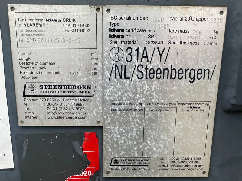 IBC Steenbergen Kiwa IBC 2000 liter dieseltank Milieutank - Sandėliavimo talpykla: foto 3 IBC Steenbergen Kiwa IBC 2000 liter dieseltank Milieutank - Sandėliavimo talpykla: foto 3