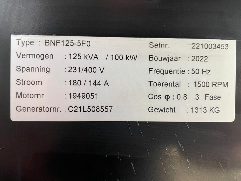 Iveco NEF 45 TM3 Stamford 125 kVA generatorset New ! - Elektrinis generatorius: foto 3 Iveco NEF 45 TM3 Stamford 125 kVA generatorset New ! - Elektrinis generatorius: foto 3